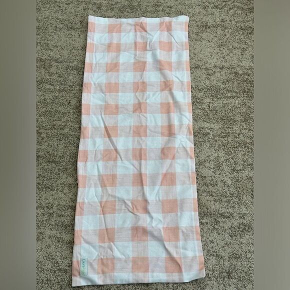 Laura Park Pink & White Checkered Lumbar Pillow Cover 14”x36” - Picture 1 of 5